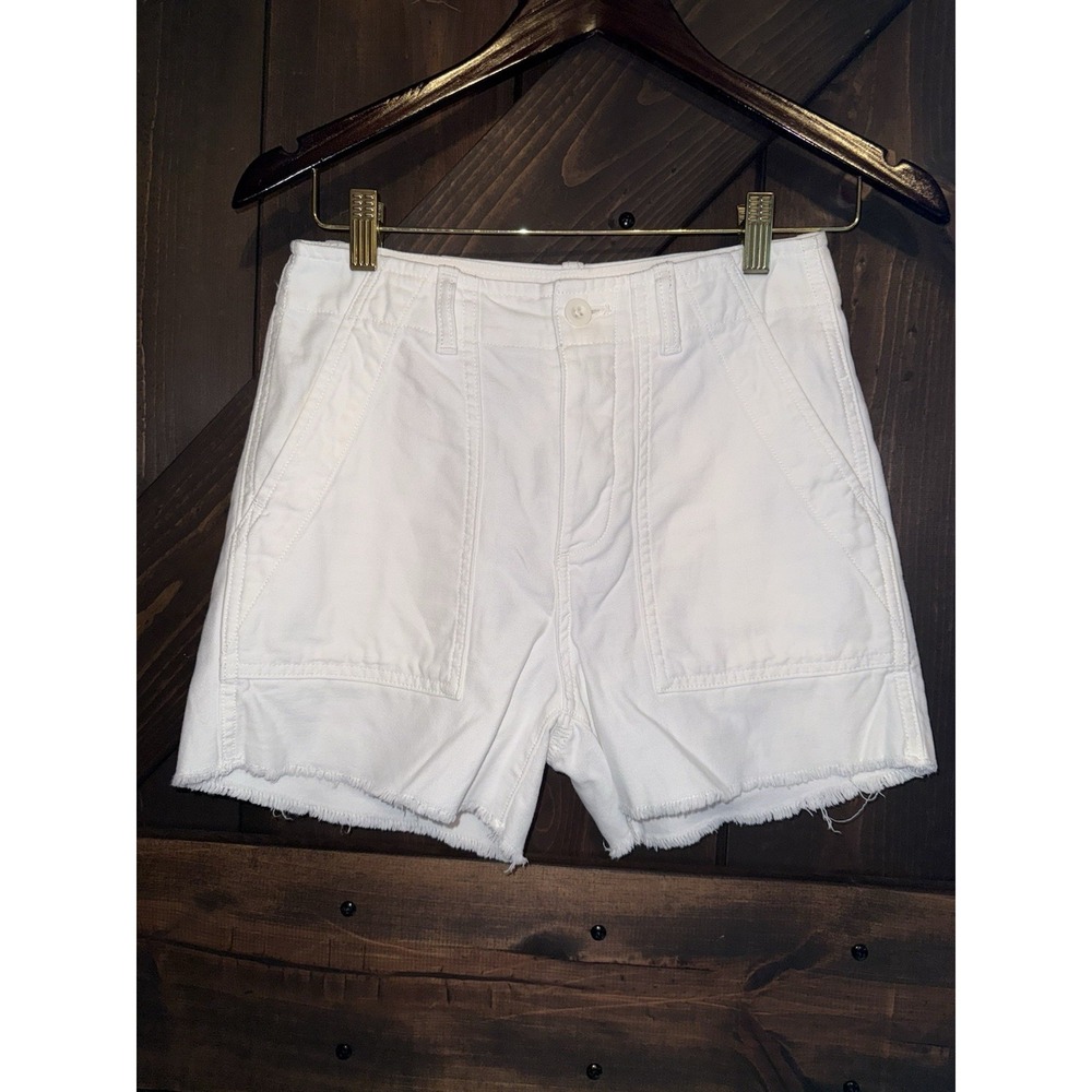 Gap Women's White Sz 00 Large Flap Pocket Denim Cutoff Utility Shorts‎